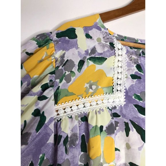 Entro Women's 2X Plus Size Beautiful Long Sleeve Abstract Floral Blouse - Picture 5 of 11